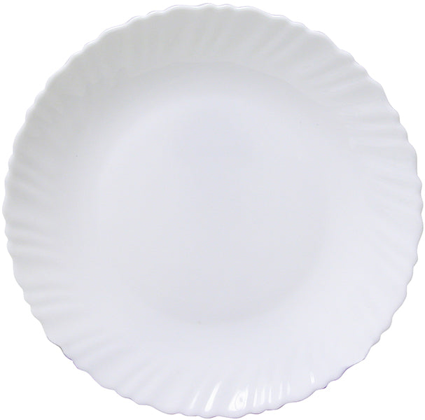 Assiette ronde 8,5 po en porcelaine opale blanche