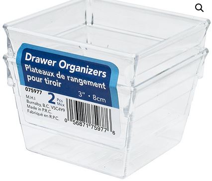 Plateau de rangement 3 po x 3 po clair