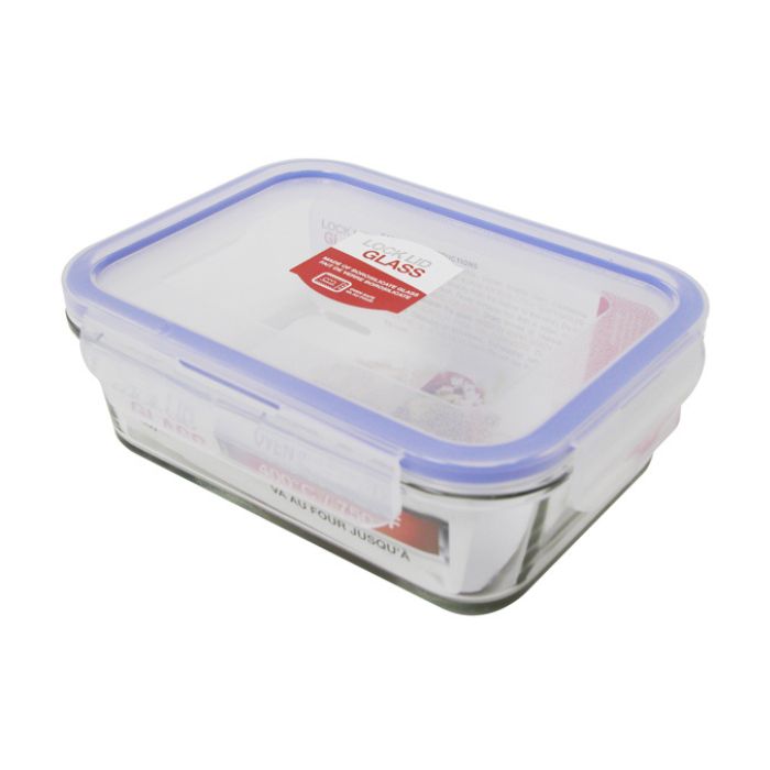 Plat en verre avec couvercle lock carré 1600 ml