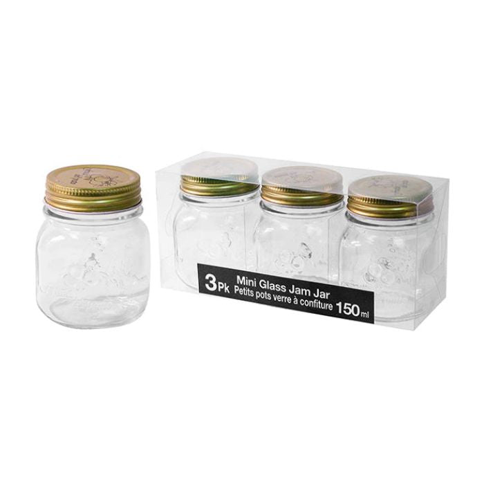 Pot en verre style Mason 150 ml (paquet de 3)
