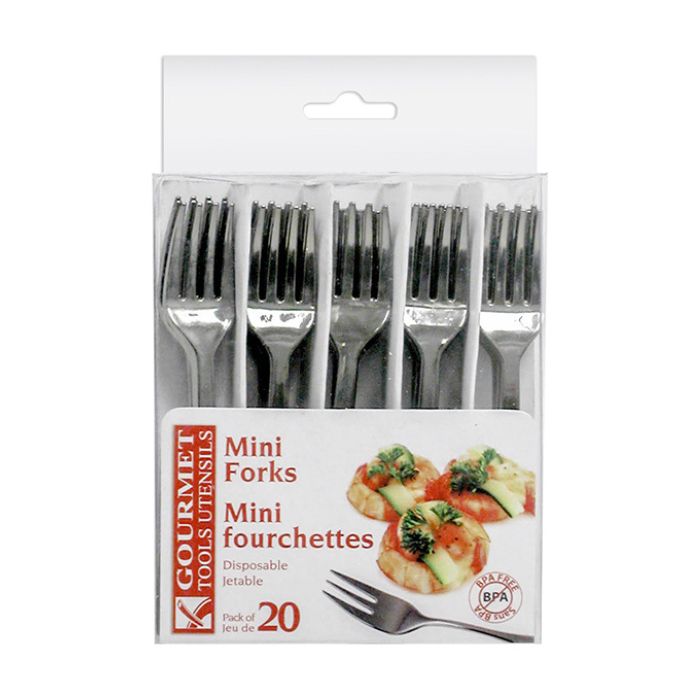 Mini fourchette à cocktail argent (paquet de 20)