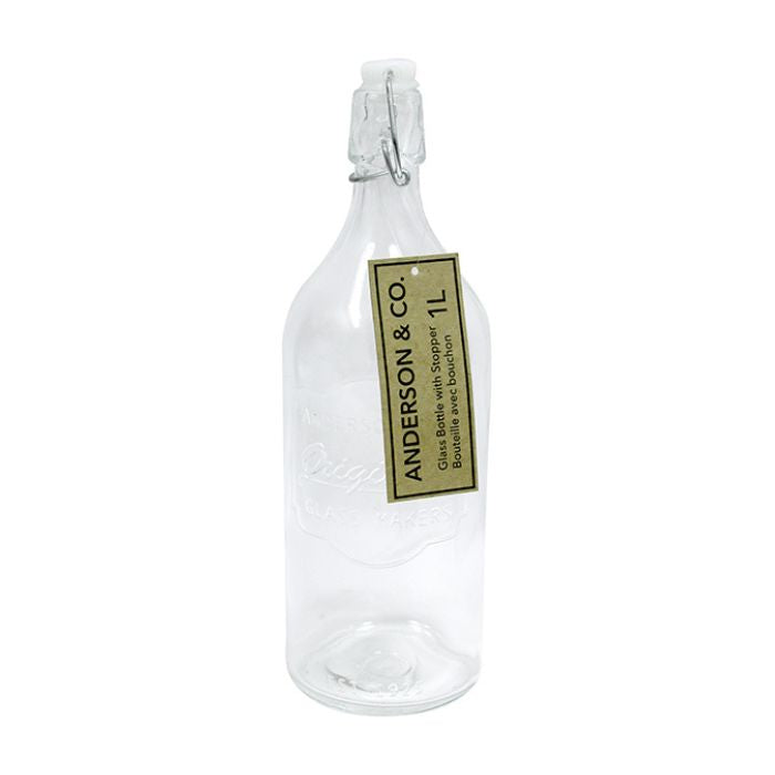 Bouteille en verre clair avec bouchon qui clip 1060 ml