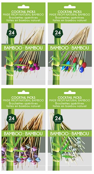 Pic à hors d'oeuvre en bambou boule 5 po (paquet de 24)