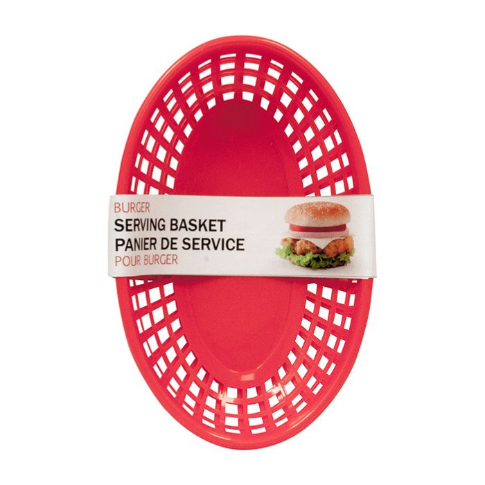 Panier de service ovale en plastique rouge (paquet de 4)