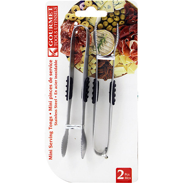 Mini pince de service en inox avec prise souple (paquet de 2)
