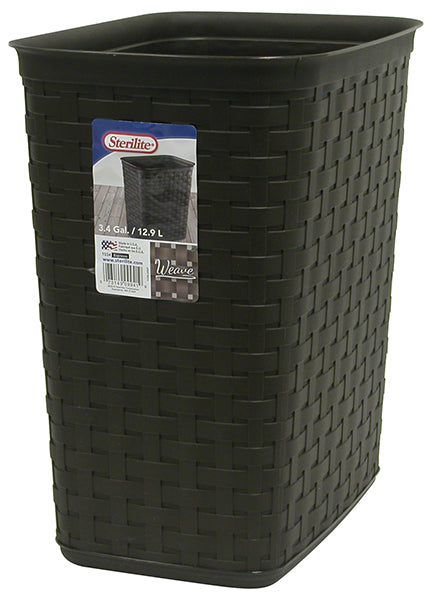 Poubelle rectangulaire 12,9 L en plastique tressé Stérilite brun