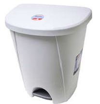 Poubelle rectangulaire à pédale 25 L en plastique Stérilite blanc