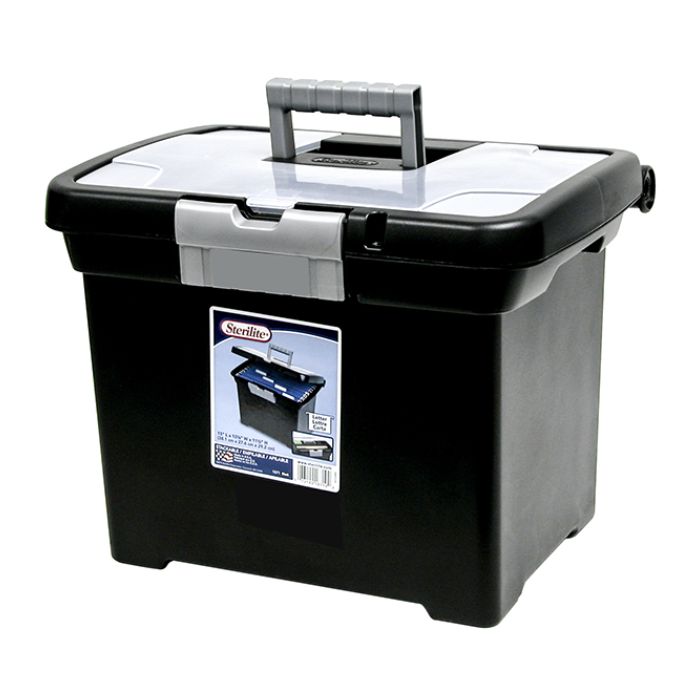 Boîte de rangement à dossier Sterilite noir et gris