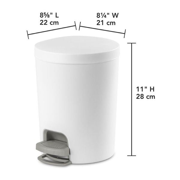 Poubelle à pédale 6 L ronde blanche Sterilite