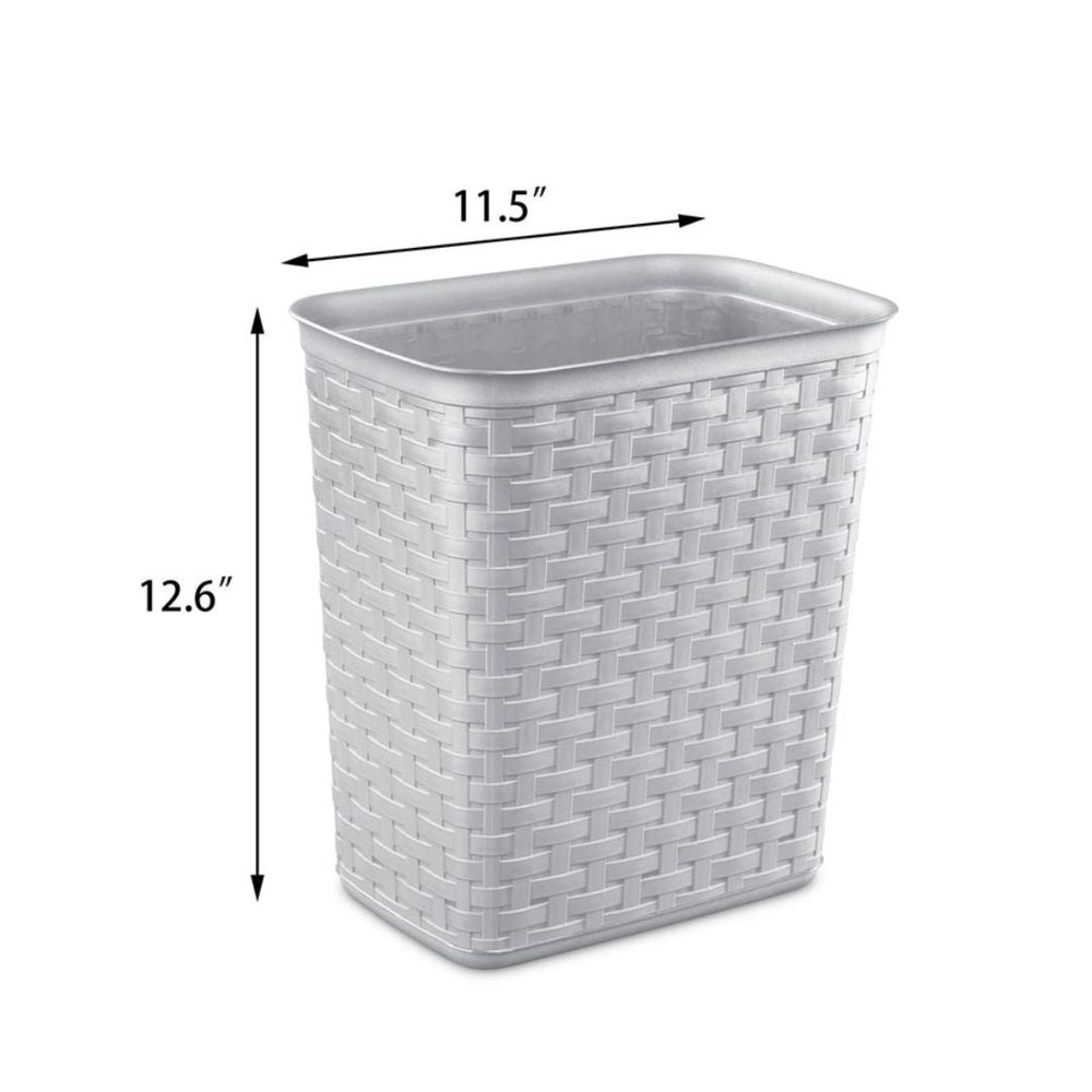 Poubelle rectangulaire 13 L en plastique tressé Stérilite gris