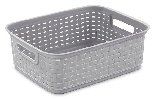 Panier en plastique 15 po x 12 po x 5,25 po tissé Stérilite gris
