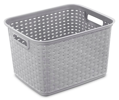 Panier en plastique 15 po x 12 po x 9,5 po tissé Stérilite gris