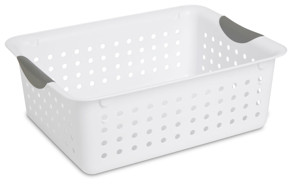 Panier en plastique 13,75 po x 10 po x 5 po Stérilite blanc