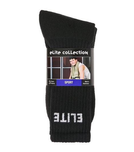 Bas mi-jambe pour homme 3 paires noir Elite Collection