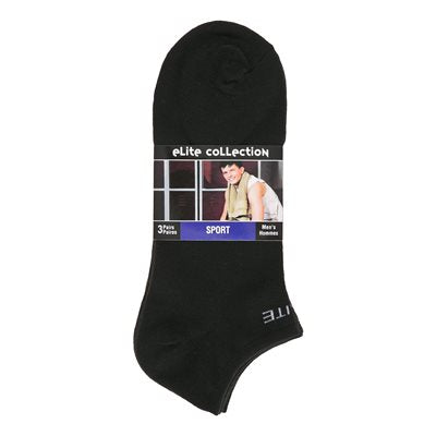 Bas court pour homme 3 paires noir Elite Collection