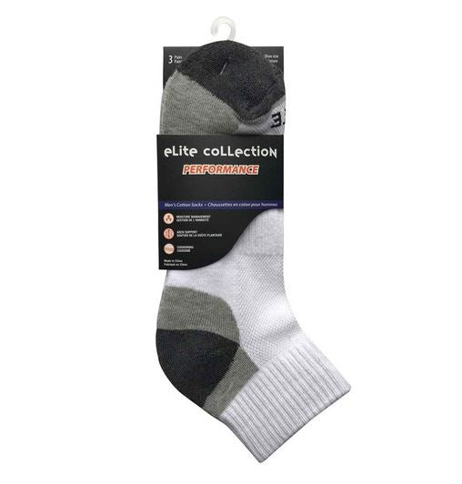 Bas aux chevilles pour homme pointure 7 à 12 - 3 paires blanc Elite Collection