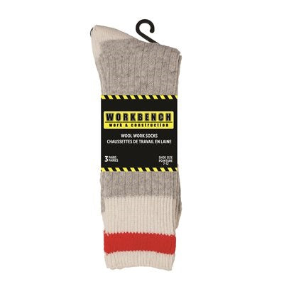 Bas de laine pour homme grandeur 7-12 gris (3 paires)
