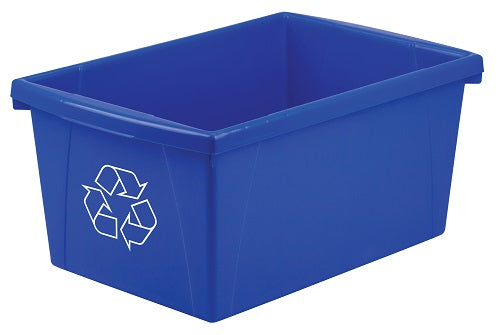 Poubelle à récupération 18 po x 12 po x 8,5 po en plastique bleu