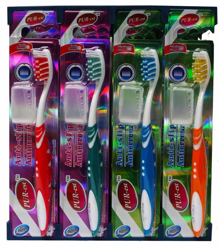 Brosse à dents avec capuchon souple / moyenne Pur-est