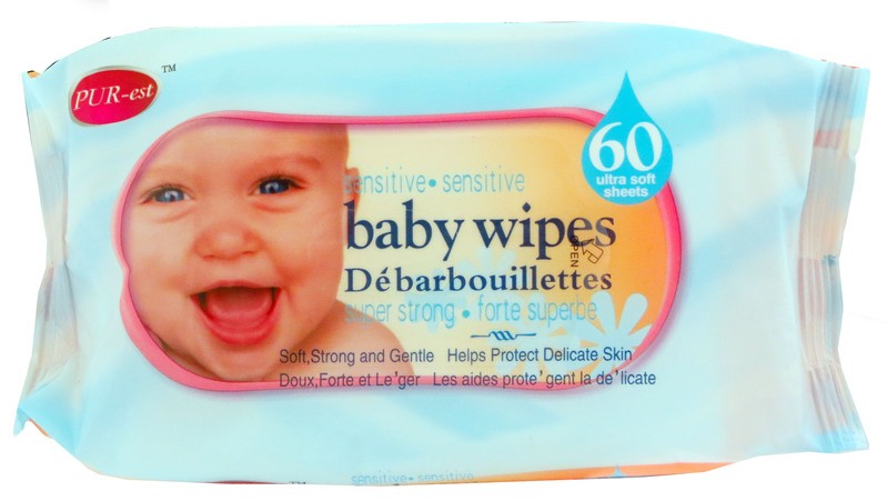 Débarbouillette humide pour bébé Pur-est (paquet de 60)