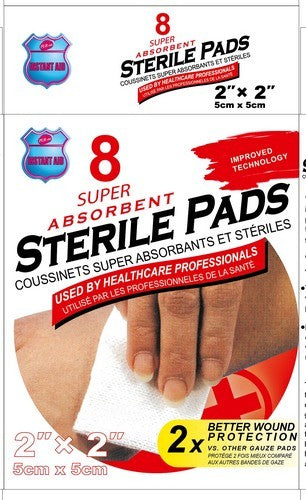 Compresse stérile 2 x 2 pouces (paquet de 8)