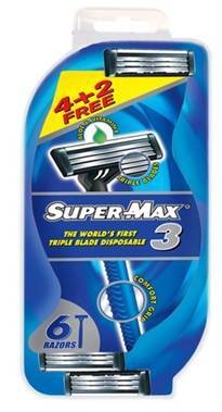 Rasoir jetable pour homme 3 lames Super Max (paquet de 6)