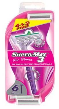 Rasoir jetable pour femme 3 lames Super Max (paquet de 6)