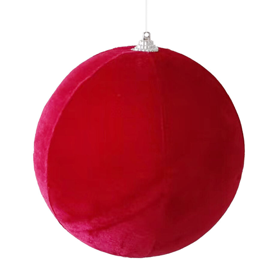 Ornement boule de Noël en velours bourgogne