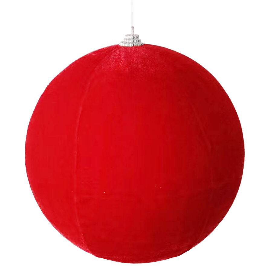 Ornement boule de Noël en velours rouge