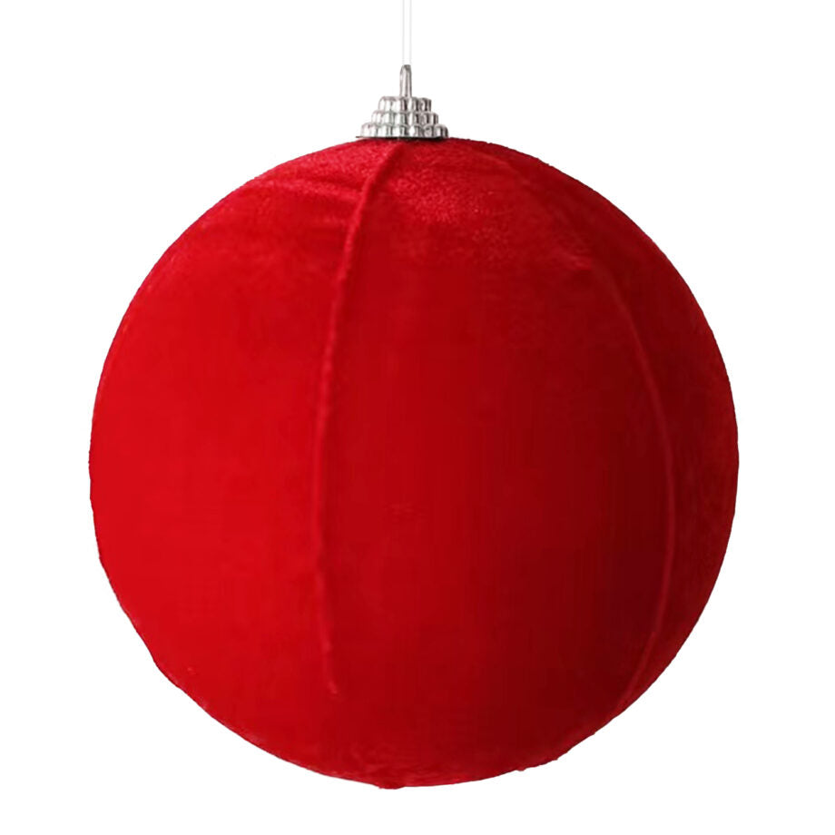 Ornement boule de Noël en velours rouge