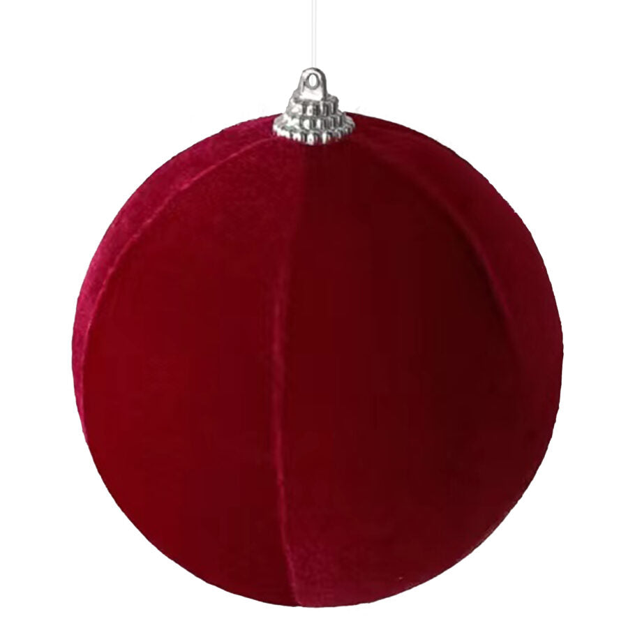 Ornement boule de Noël en velours bourgogne
