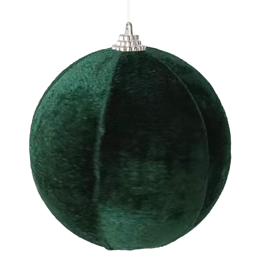 Ornement boule de Noël en velours vert foncé