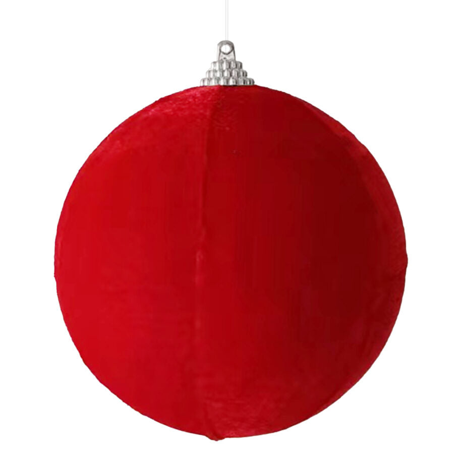 Ornement boule de Noël en velours rouge