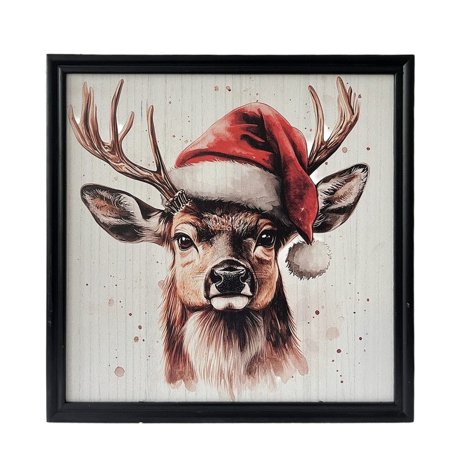Toile dans un cadre en bois 24 po x 24 po cerf