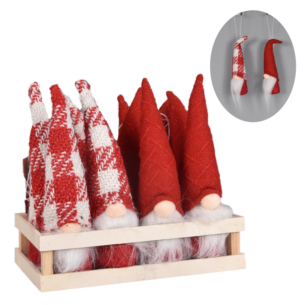 Ornement gnome 9 po rouge et blanc
