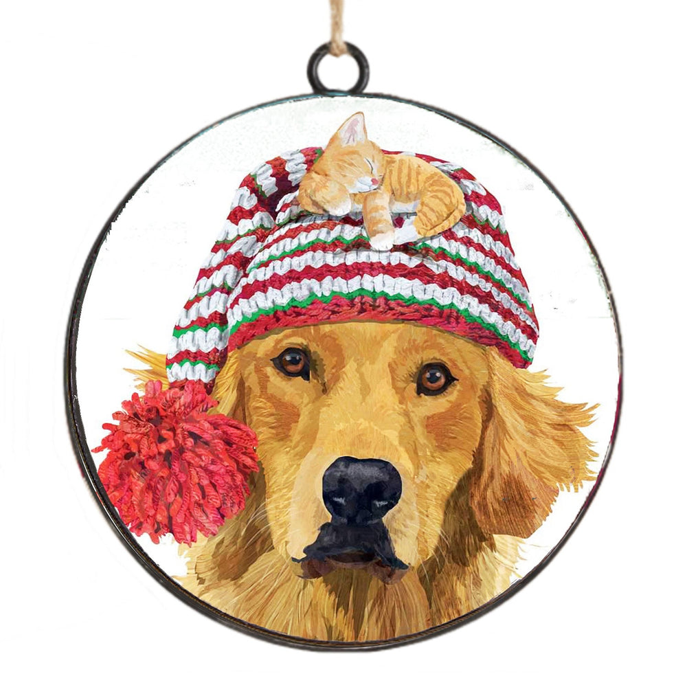 Ornement rond en métal chien 4 po
