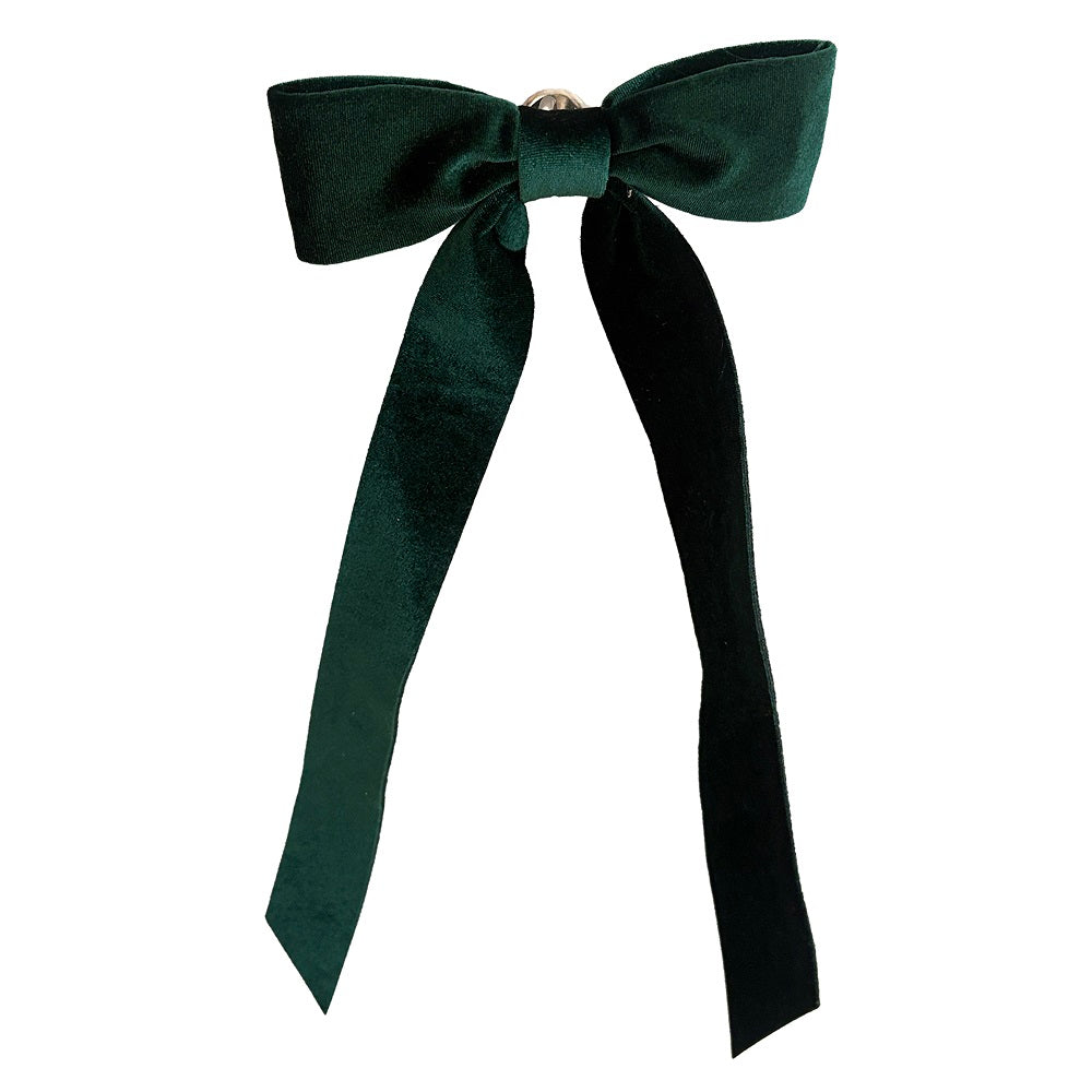 Boucle de velours vert foncé avec clip 15 po x 6,5 po