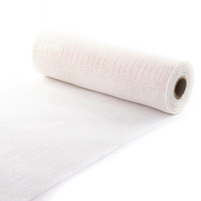 Ruban décoratif en tulle 10,5 po x 30 pi blanc métallique