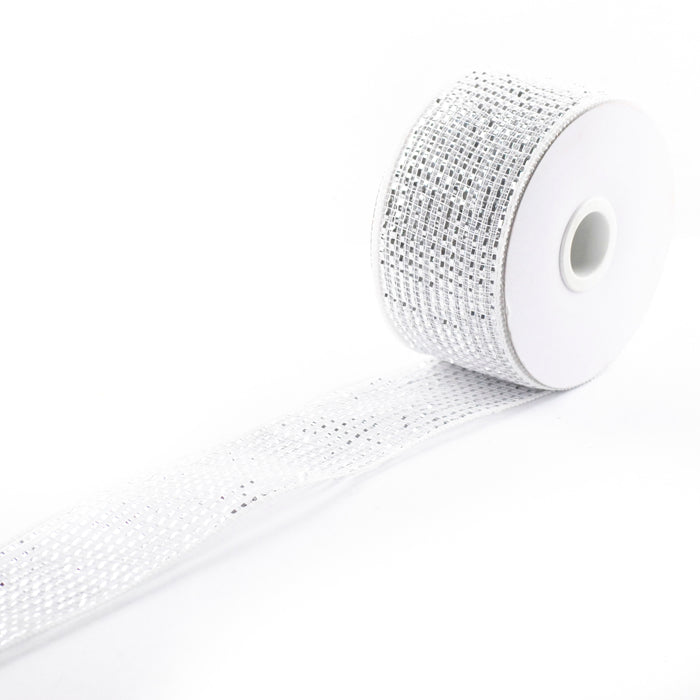 Ruban décoratif en tulle 2,5 po x 60 pi argent métallique
