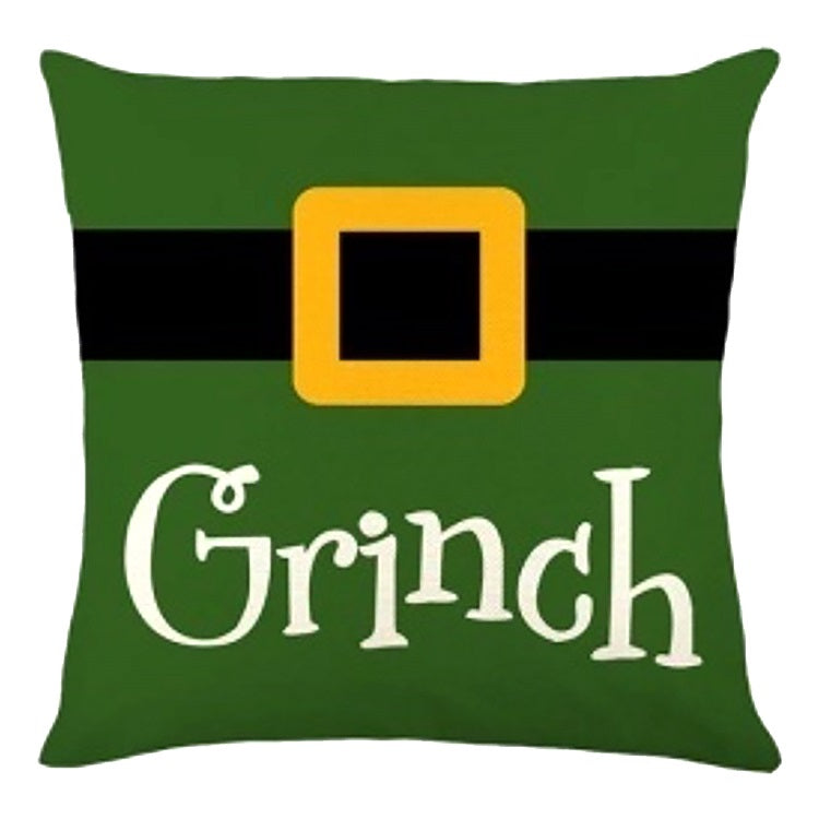 Coussin 16 po x 16 po avec motif de la ceinture du Grinch