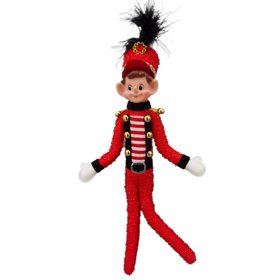 Lutin 13 po en uniforme de soldat de Noël rouge