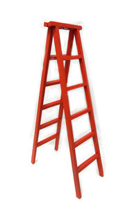 Escabeau en bois décoratif rouge 24 po