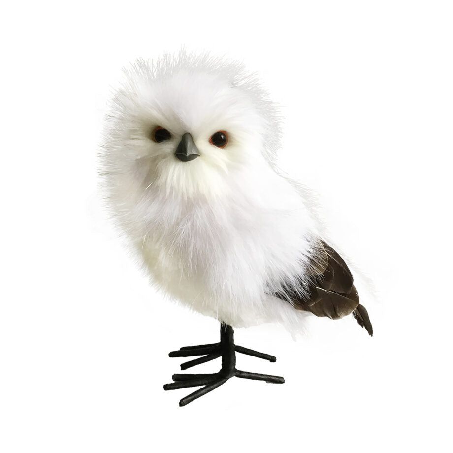 Hibou en fausse fourrure blanche 9,5 po