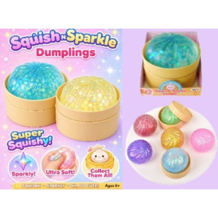 Squishy Dumpling jouet mystère sensoriel anti-stress à presser 3 po sucre brillant