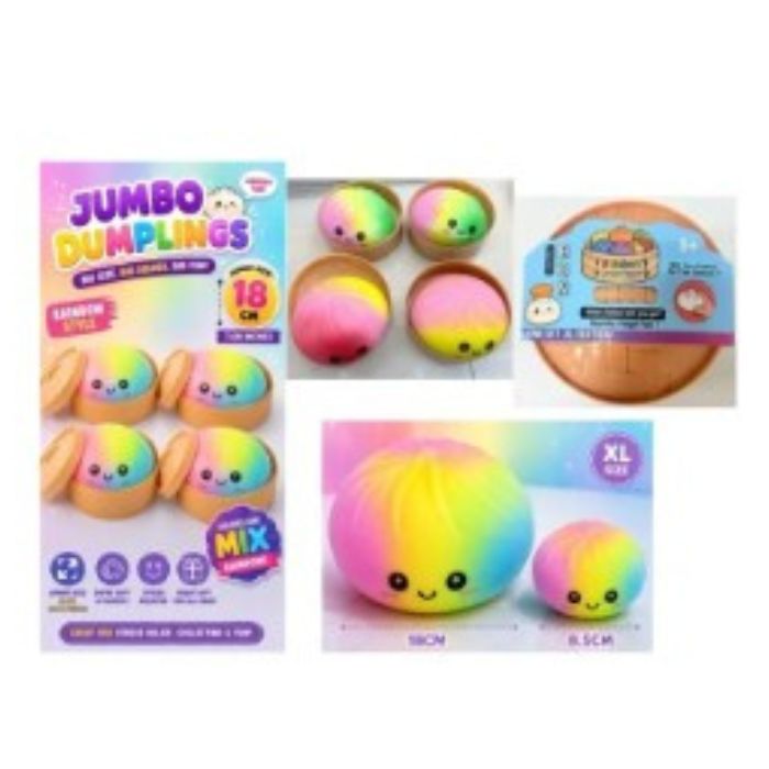 Squishy Dumpling jouet mystère sensoriel anti-stress à presser 7 po arc-en-ciel
