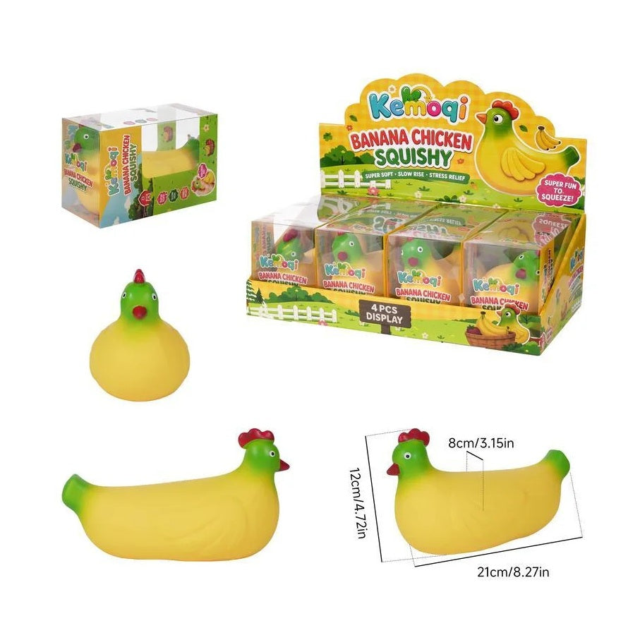 Banane avec tête de poulet sensoriel anti-stress à presser