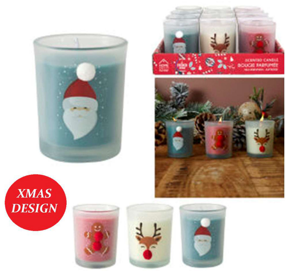 Bougeoir votive de Noël avec chandelle parfumée