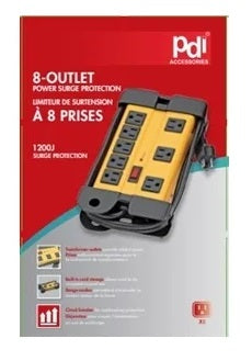 Multiprise de surtension 4 pi jaune et noire (8 prises)