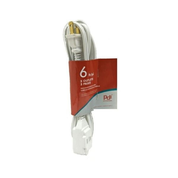 Rallonge électrique 6 pi blanche pour l'intérieur