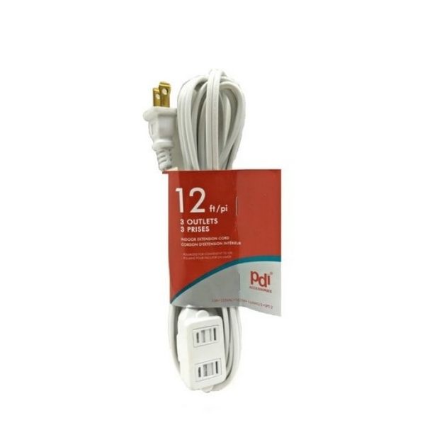 Rallonge électrique 12 pi blanche pour l'intérieur